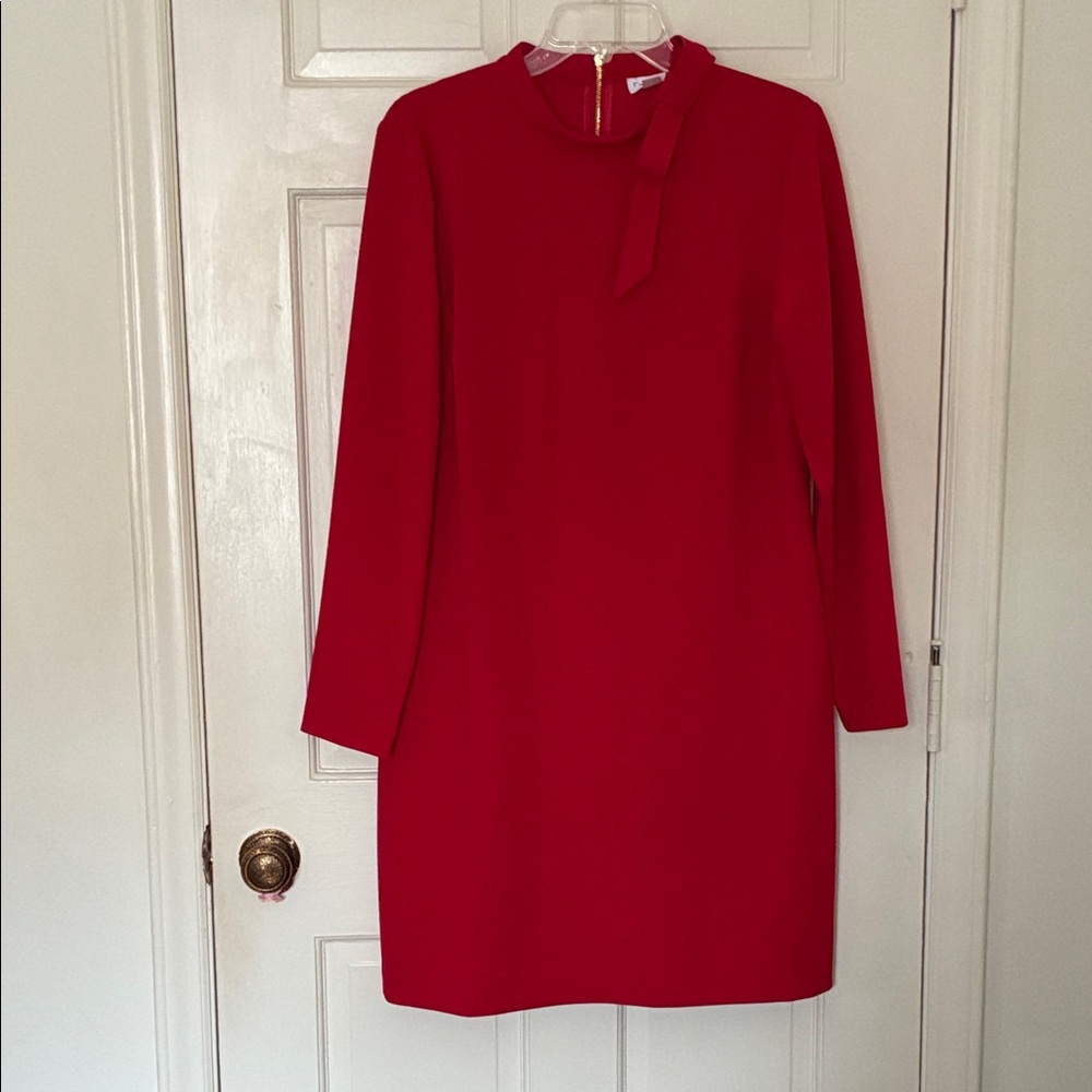 Calvin Klein Vibrant Red Long Sleeve Dress